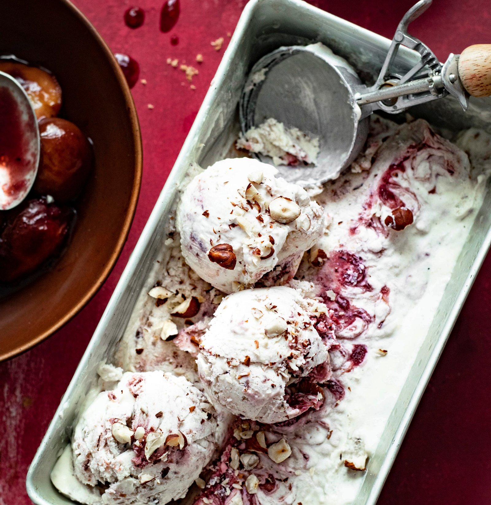 homemade roasted plum ice cream recipe food photography scaled